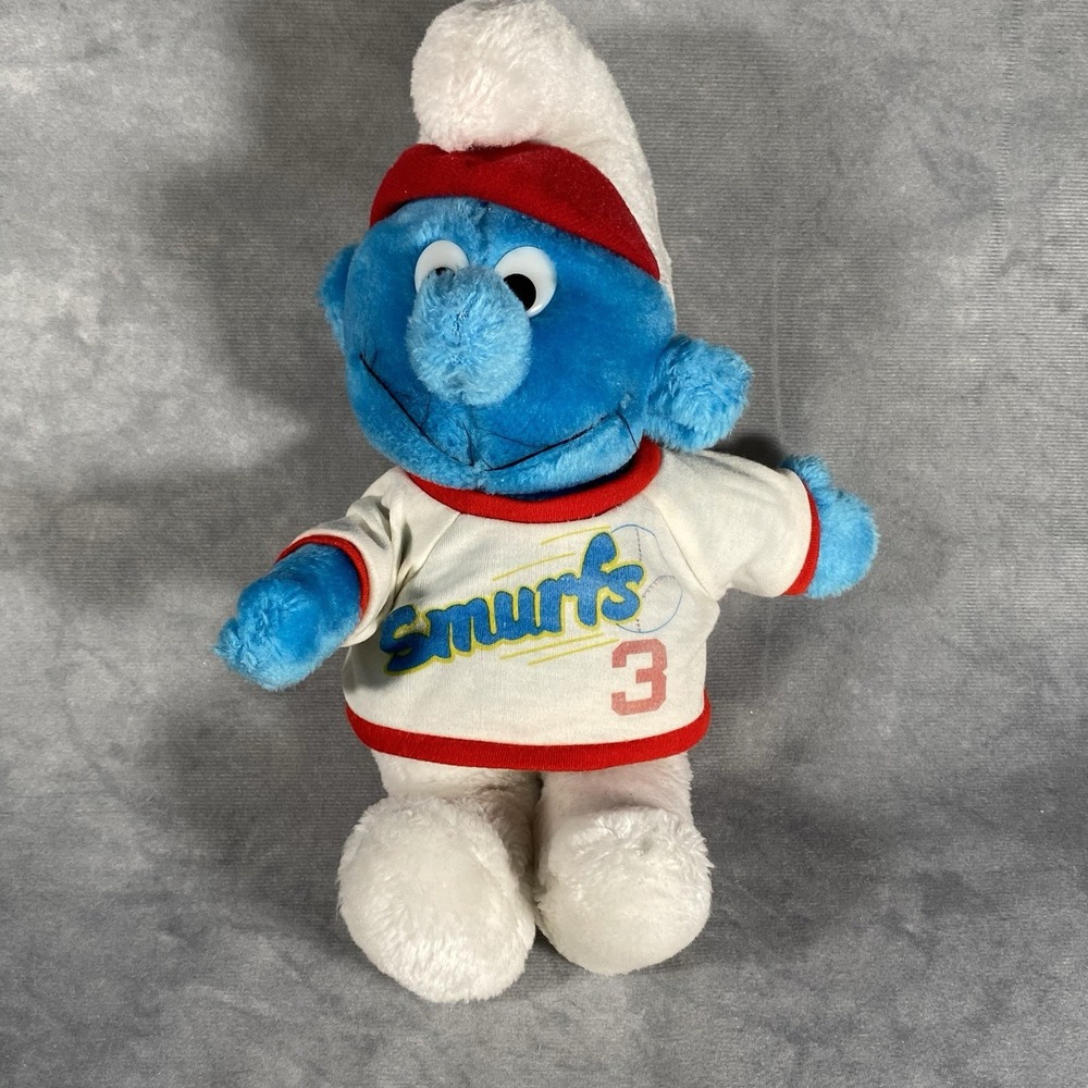 Sports Smurf Plush Stuffed Toy Smurf Wallace Berrie Peyo Vintage 1982